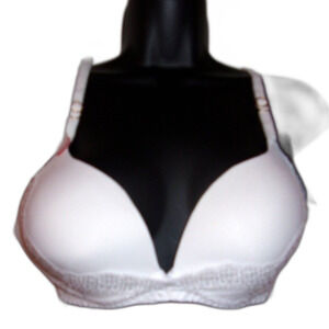 Youmita White Lace Demi Soft Cup 36C Bra NWT